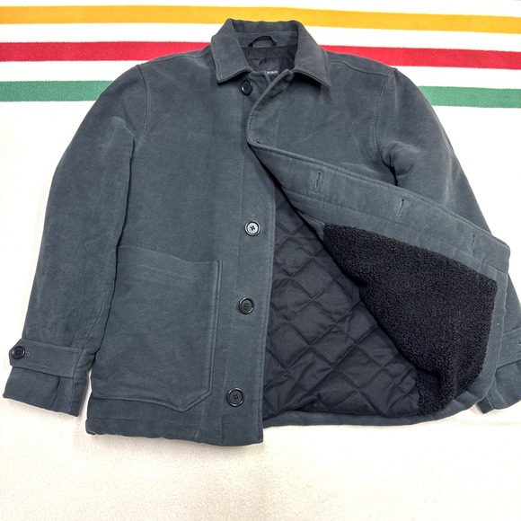 Banana Republic Men S Italian Moleskin Short Coat Steel‎ Shadow Insulated - Picture 2 of 10
